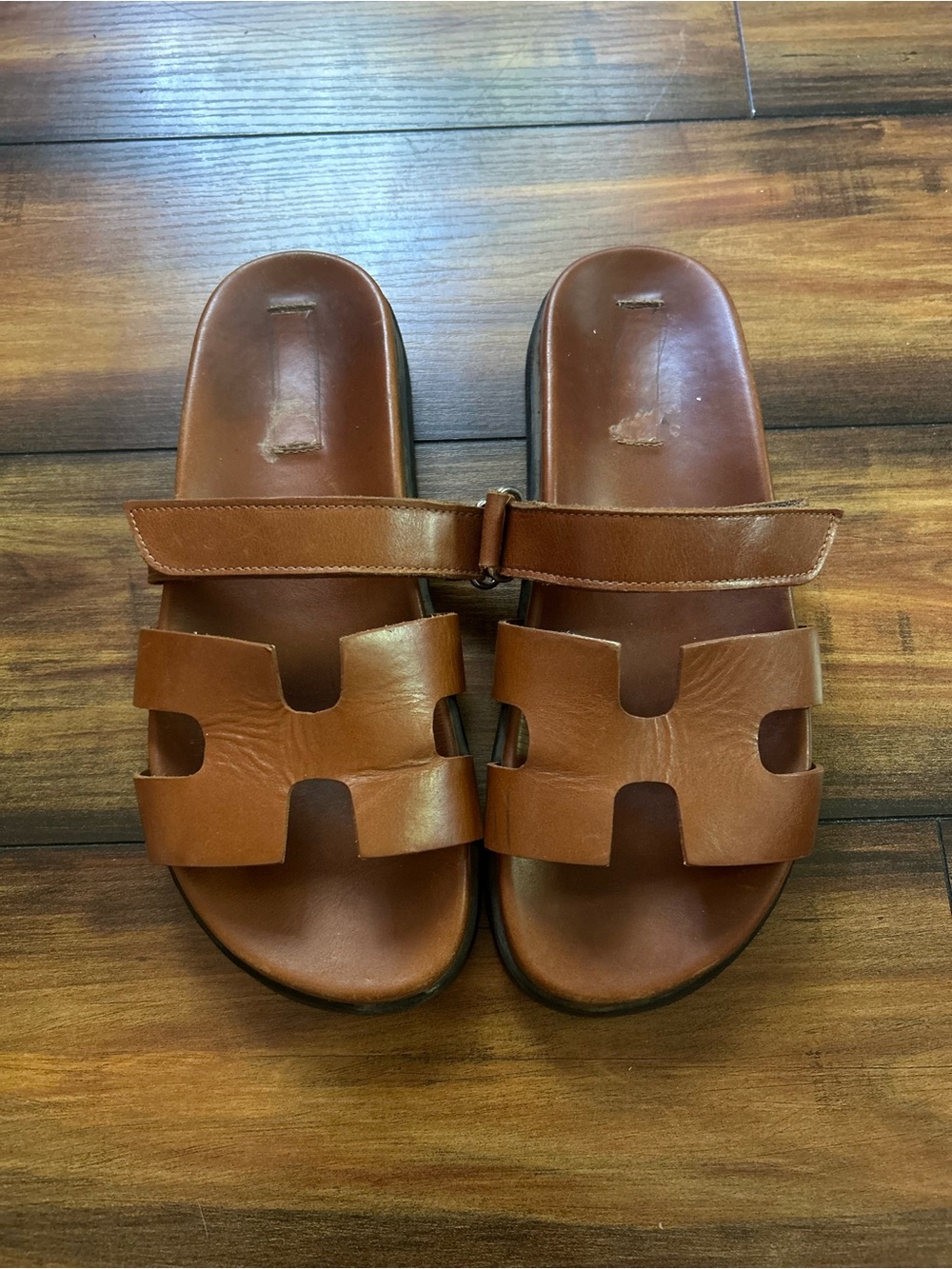 Steve Madden Women’s Cognac Leather Dual-Strap Slide Sandals Mayven Sz 8 - Picture 7 of 8